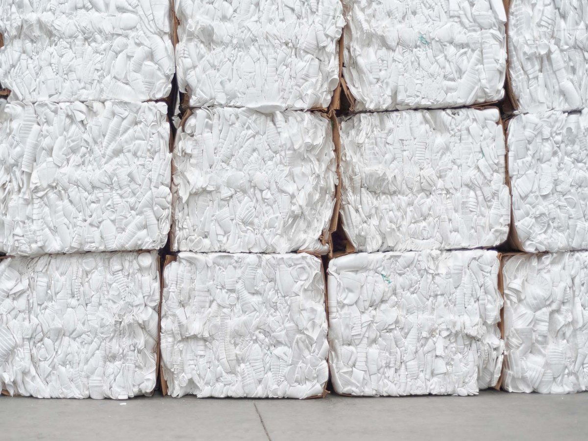 Stacked bales of styrofoam