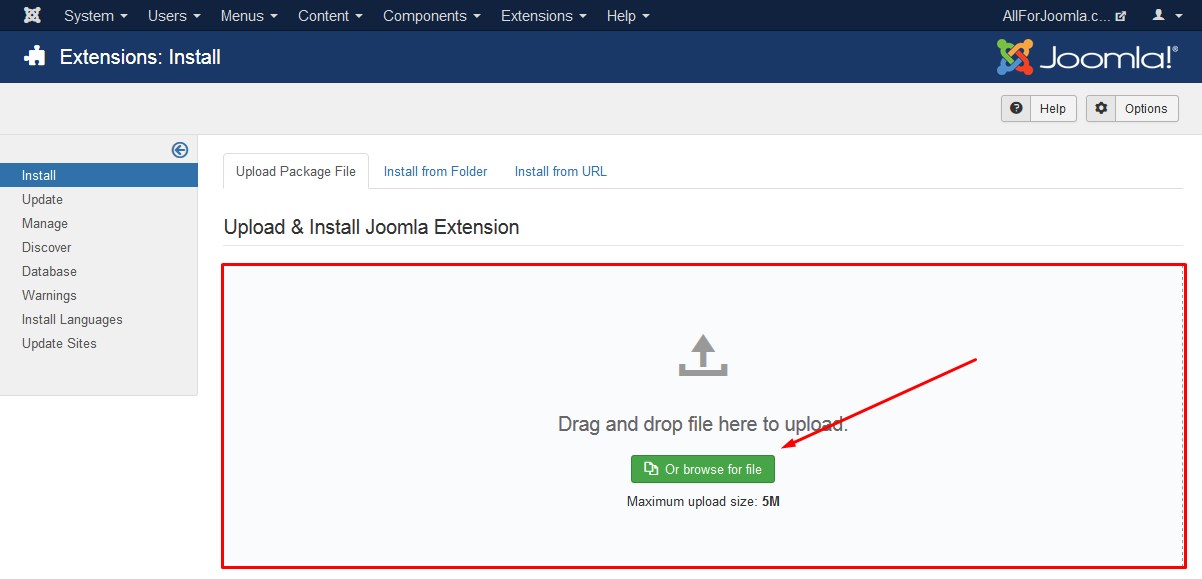 Installation of the Instagram feed/gallery package for Joomla